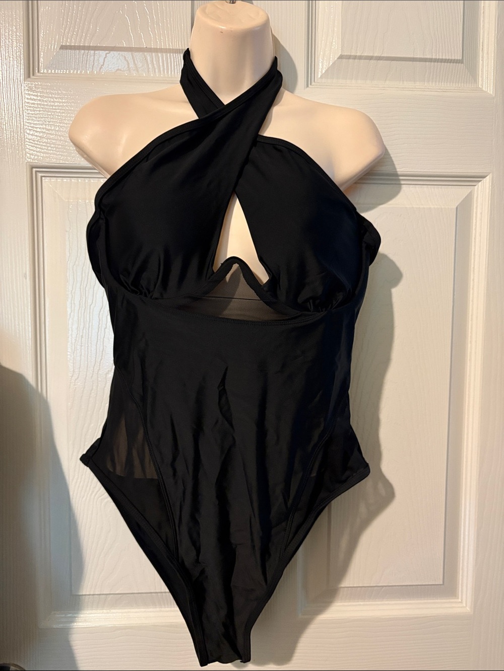 NWOT Black Halter One-Piece Swimsuit